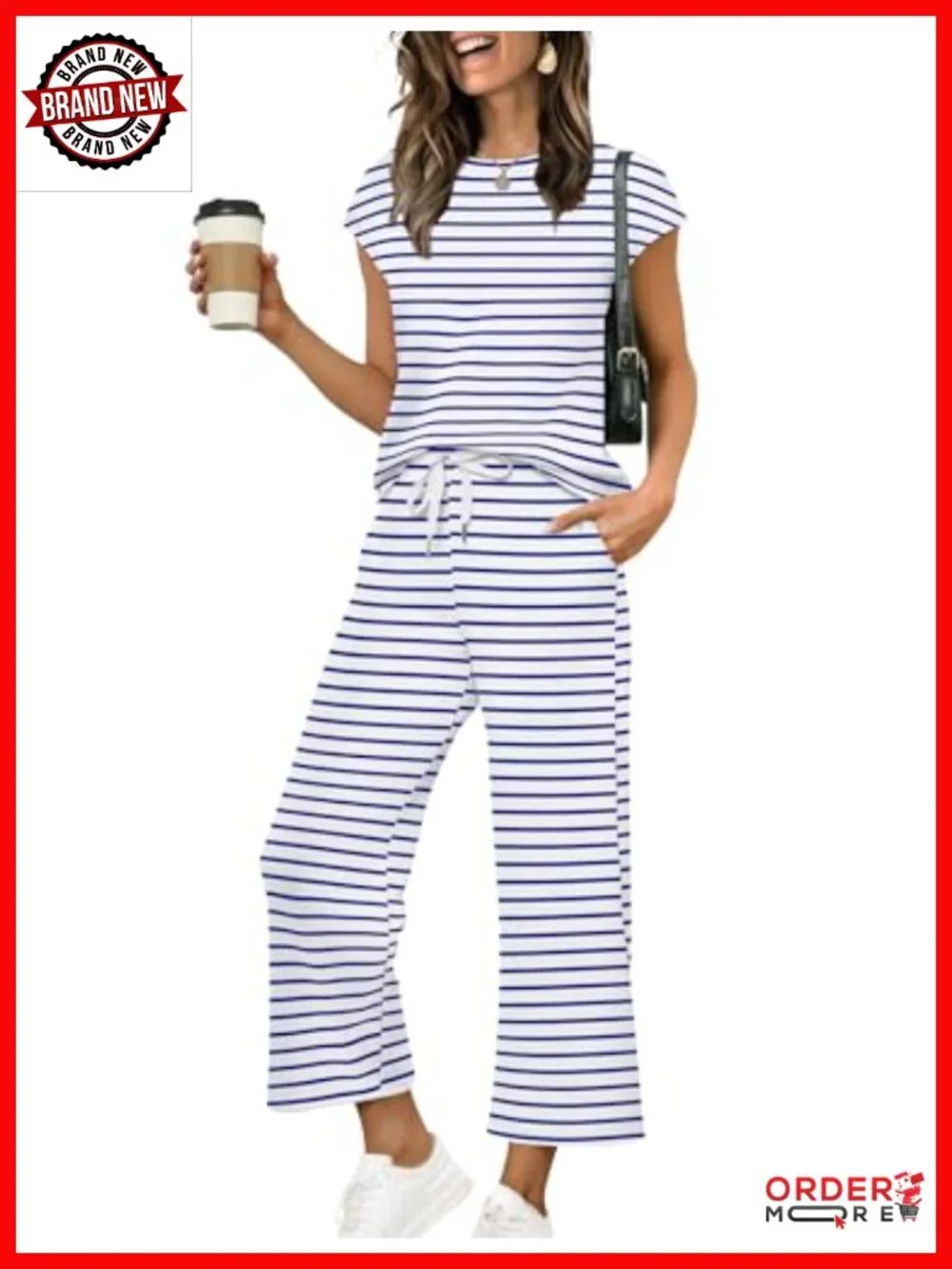 Women's 2 Piece Lounge Set Cap Sleeve Top & Pants Silky Soft Vacation Outfit